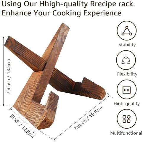 2Pcs Rustic Wooden Cookbook Stand with Detachable Design 1