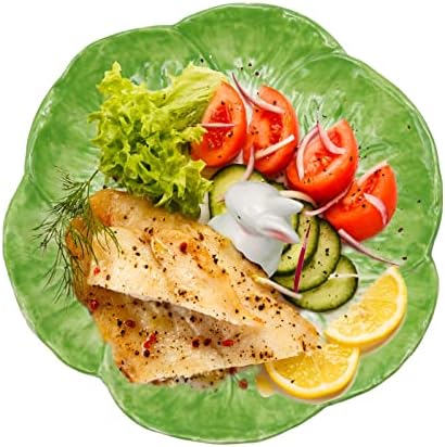 Green Cabbage Ceramic Dinner Plate with Rabbit