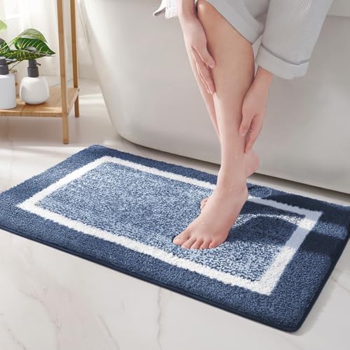 ColorGeometry Dark Blue Bath Mat 16x24 Non Slip