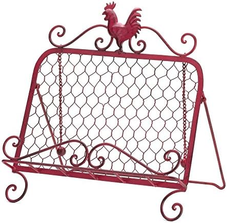 Rustic Metal Rooster Kitchen Stand for Cookbooks