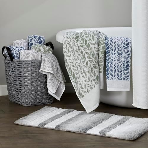 SKL Home Distressed Leaves Bath Towel Sage 28x54
