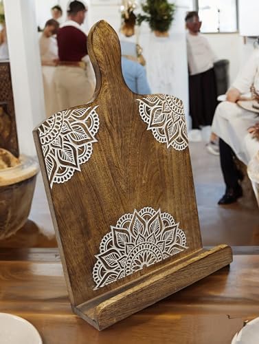 Adjustable Wooden CookBook Stand with iPad Holder