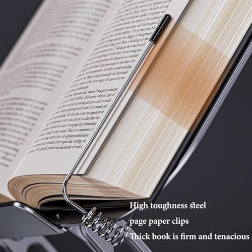 Perfect for Reading Study Foldable Book Stand with Adjustable Angle Height Silver