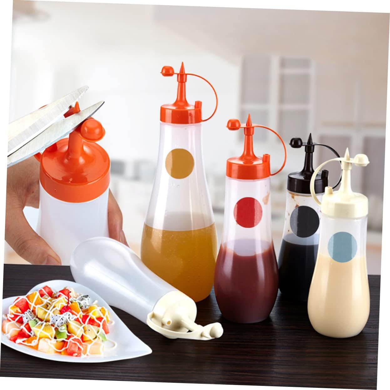 Cabilock 3-Pack Salad Dressing Squeeze Bottles Orange Kitchen Essentials