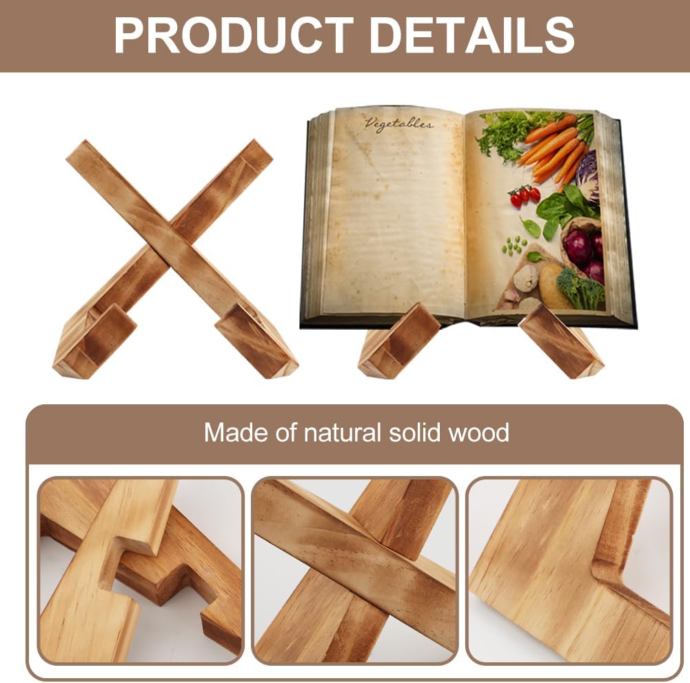 Wooden Cookbook Stand with Farmhouse Style