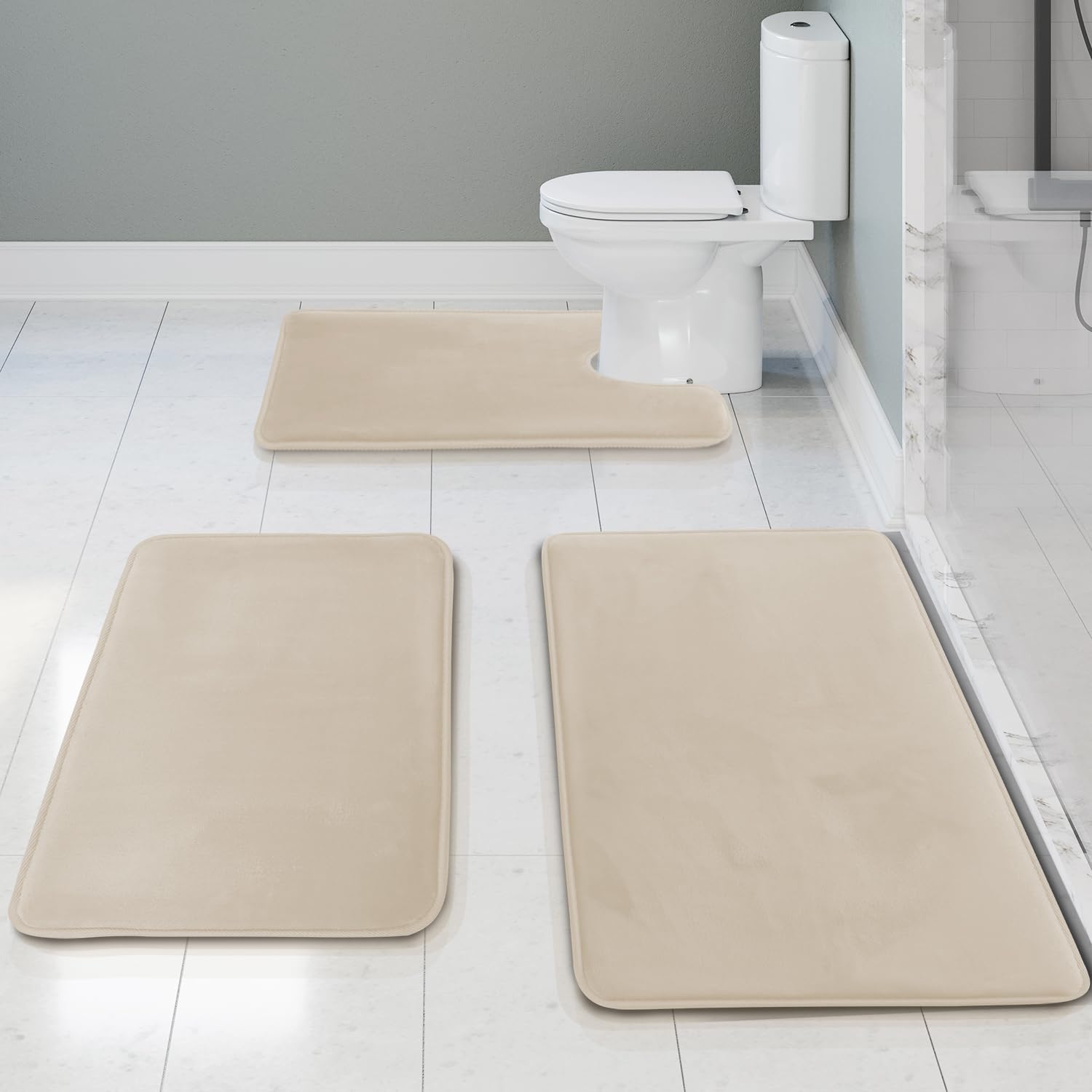 Clara Clark 3-Piece Bath Rugs Set for the Bathroom