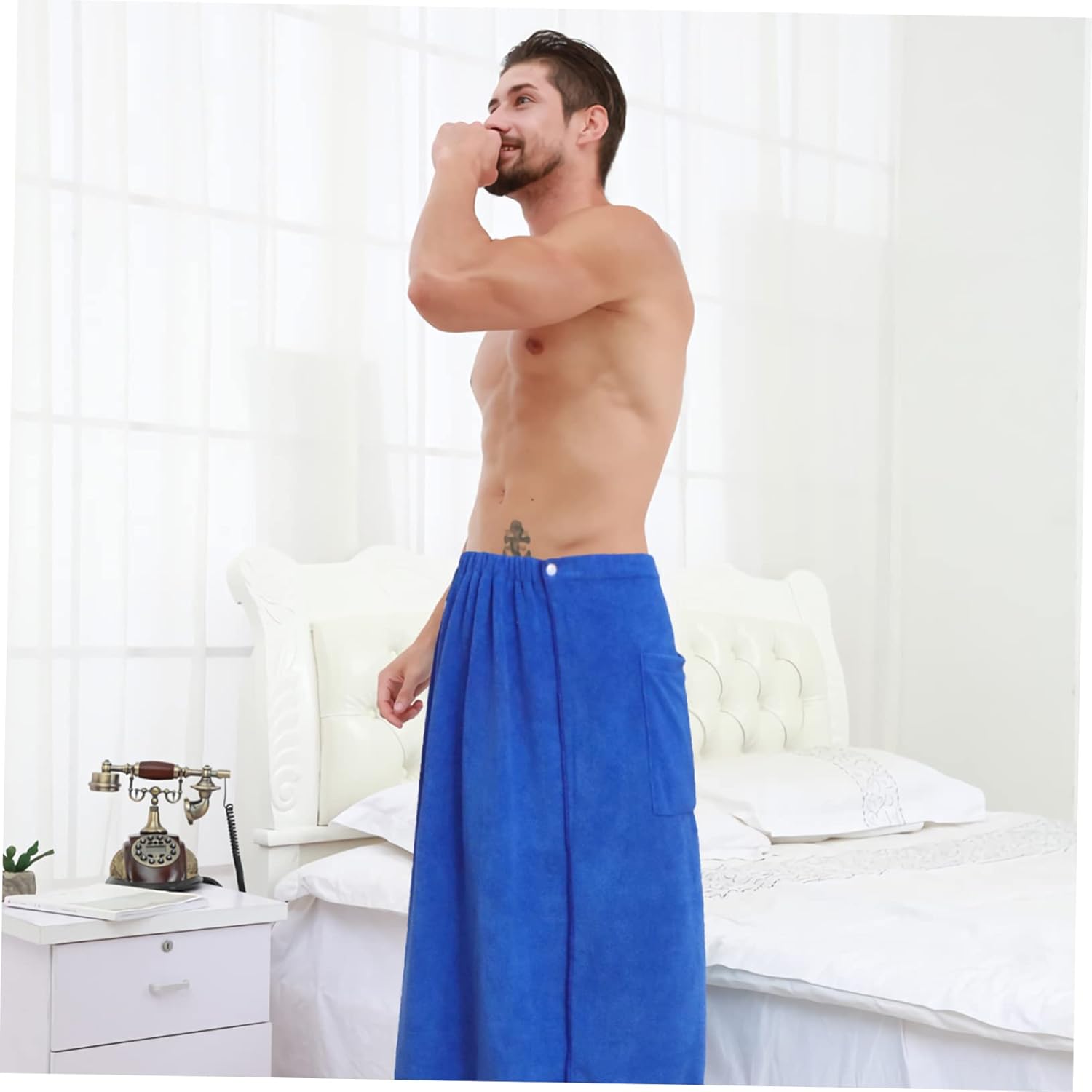 Stylish Mens Bath Robe Beach Towel Set for Adults