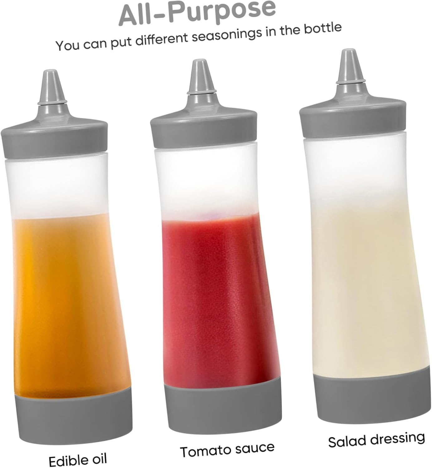 OKUMEYR Premium 4Pcs Condiment Squeeze Bottles Set