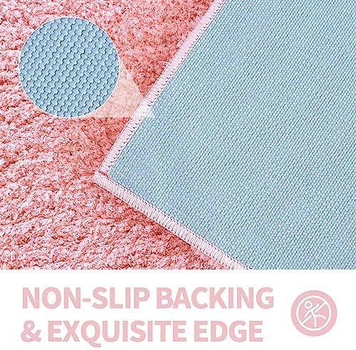 CozeCube Pink Bathroom Rug 24 x 16 Non-Slip Washable Soft
