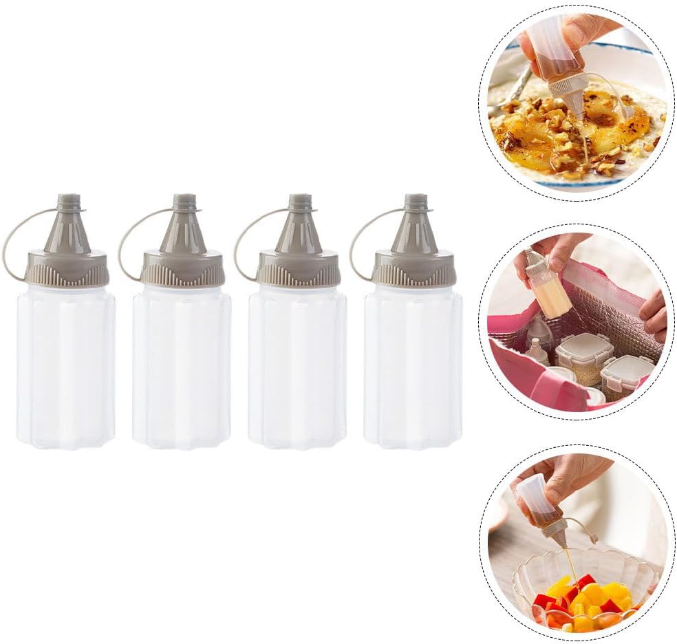 4-Piece White Plastic Squeeze Condiment Bottles Set