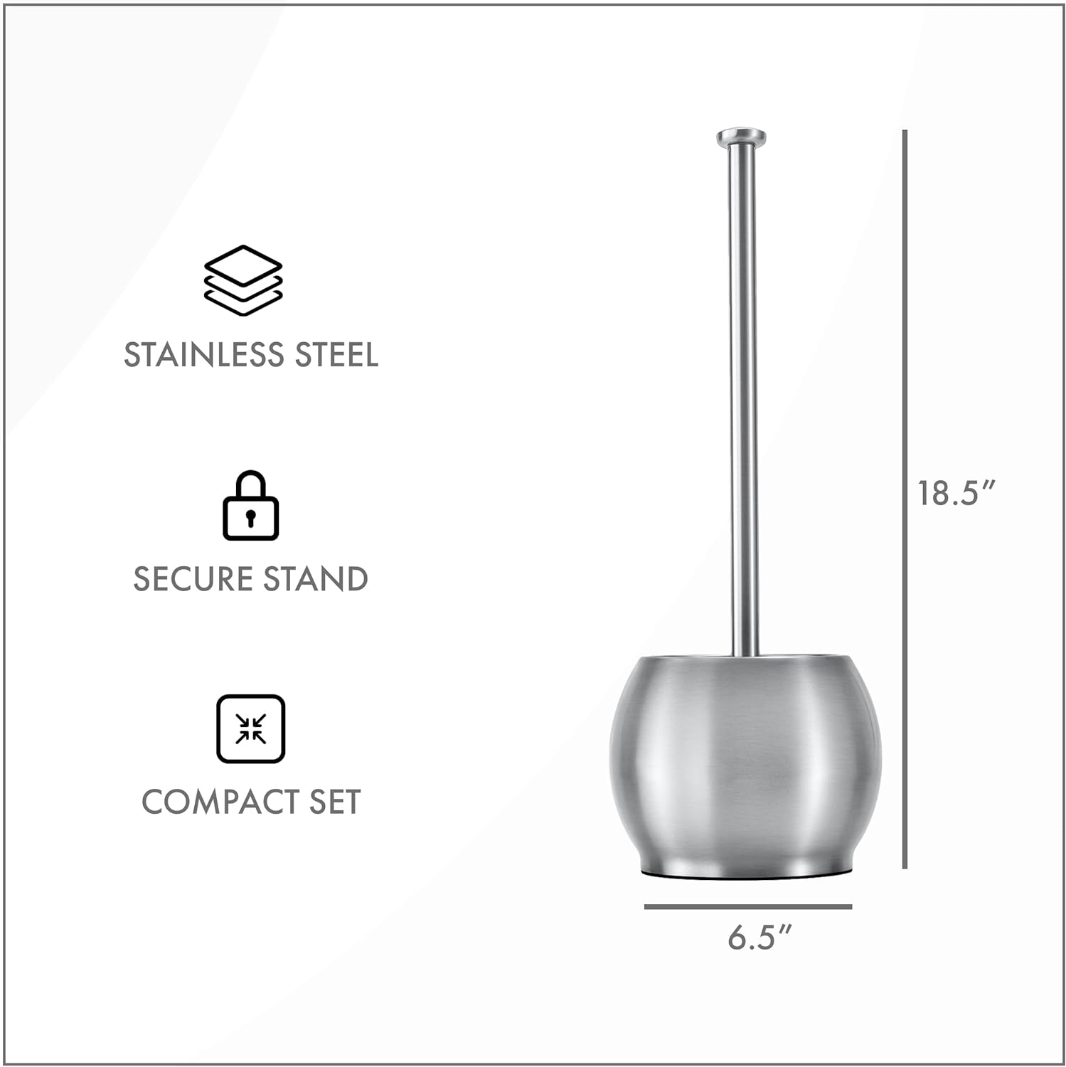 Stylish Stainless Steel Toilet Plunger with Holder for Bathroom