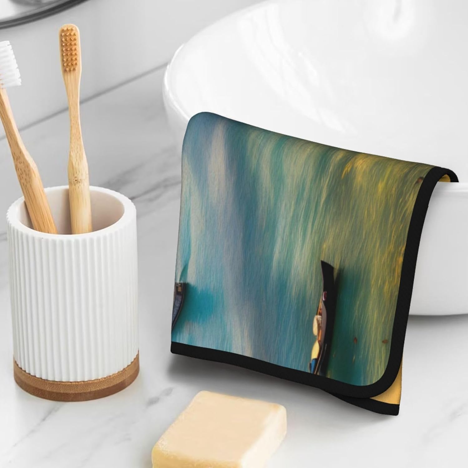 Sunset by the River Coral Velvet Towel 16x28in