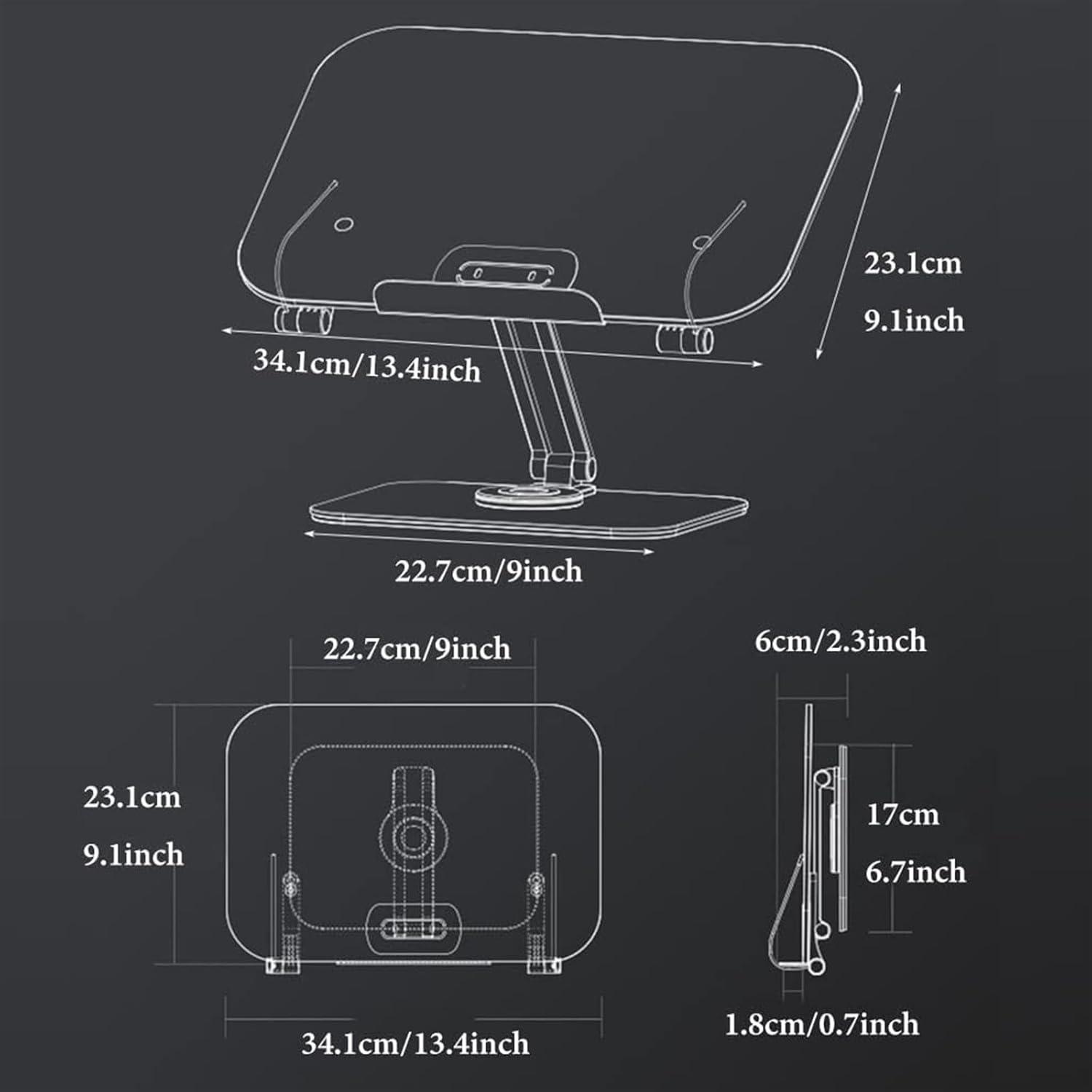 Adjustable 360 Book Holder with Page Clips Foldable for Cookbooks More