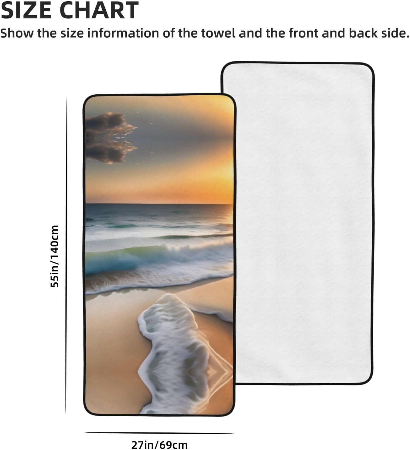 Sunset Over The Waves Coral Velvet Towel 27x55 In