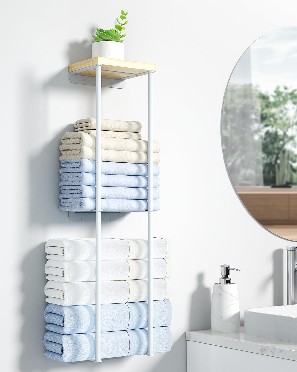 Anfeiden 2-Tier Wall Towel Organizer Durable Stylish