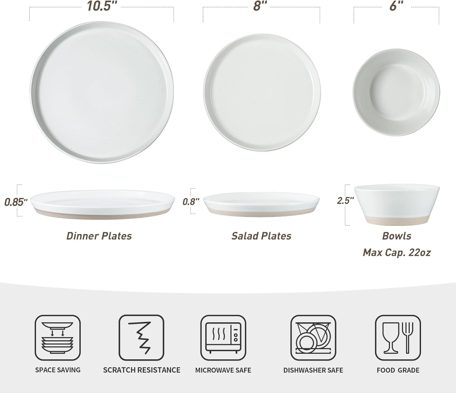 Famiware Saturn Dinnerware Set - Elegant Dinner Salad Plates 8-Piece Set