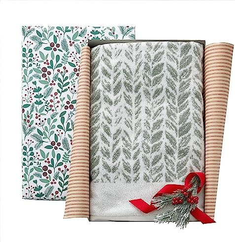 SKL Home Distressed Leaves Bath Towel Sage 28x54