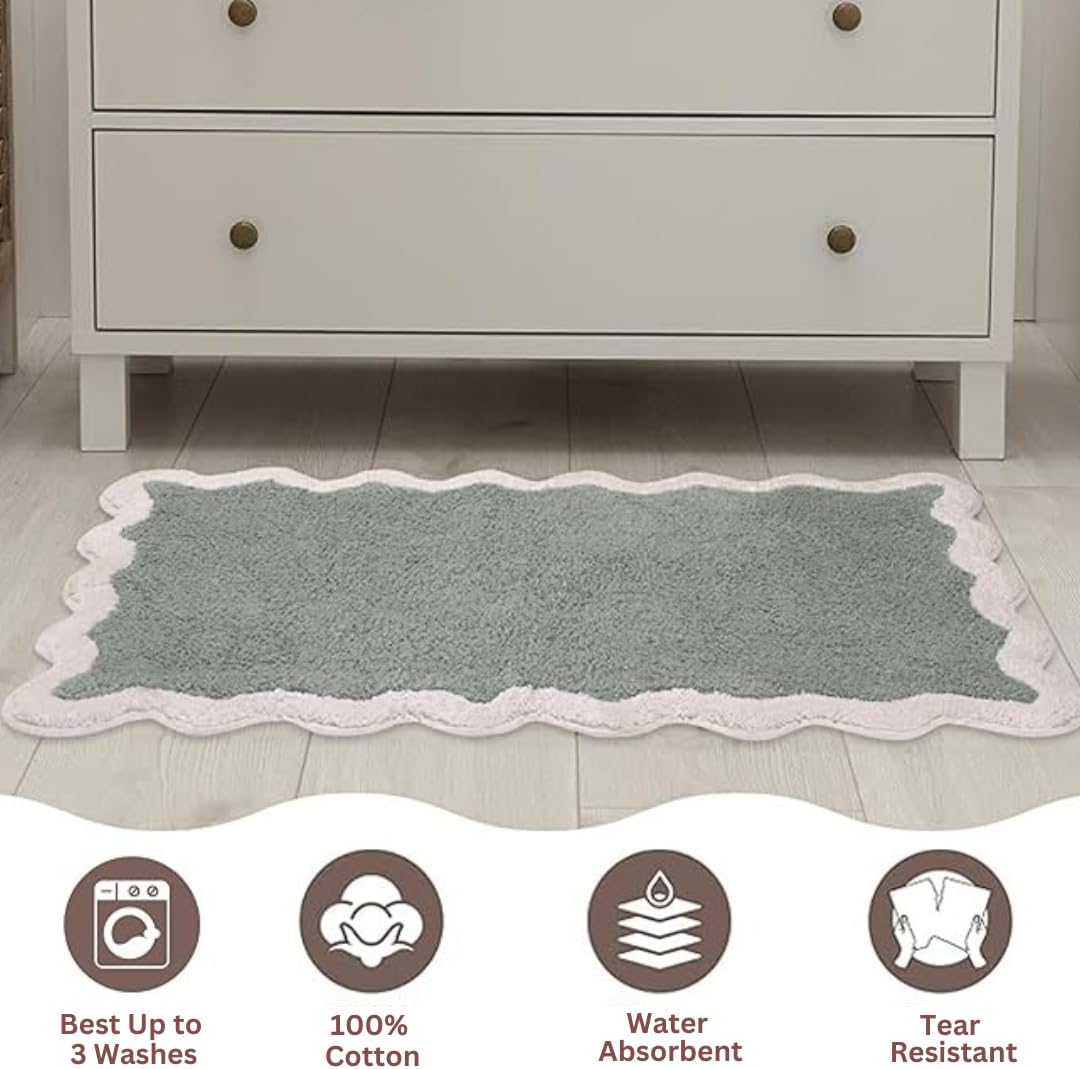 Ergonomic Design Sage Green Bathroom Rug 20x32