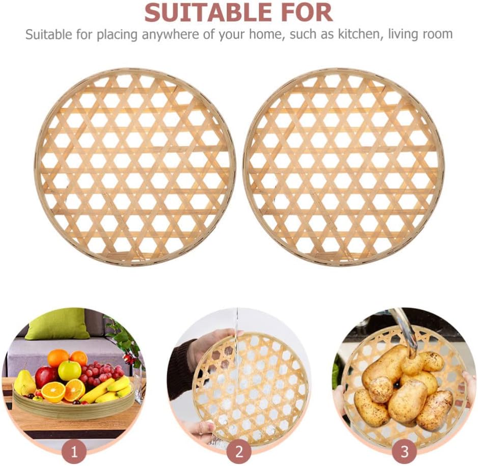 Bamboo Sieve Basket Set 2-Pack