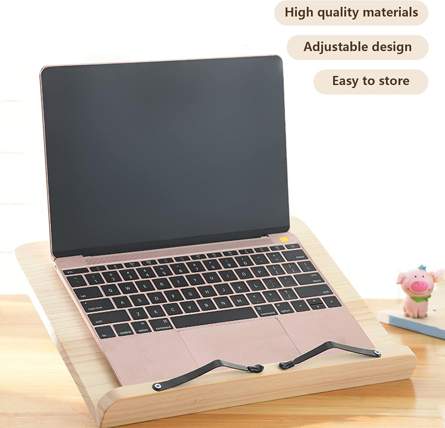 Adjustable Wood Book Stand for Tablets Cookbooks and More