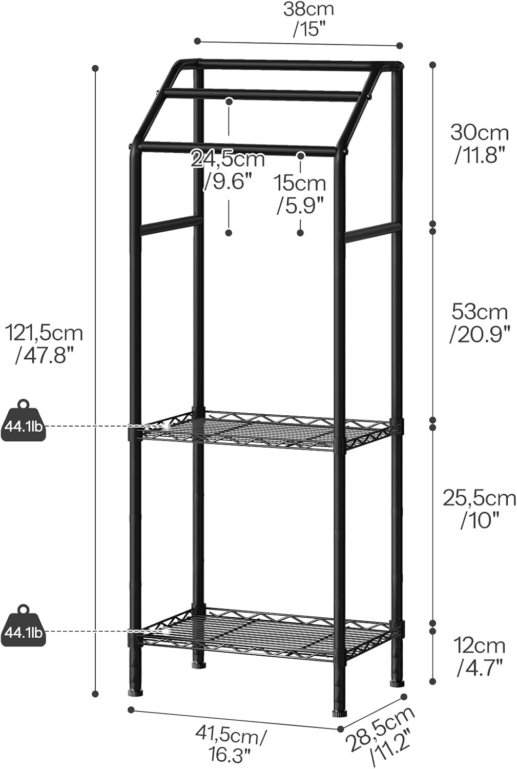 HOOBRO 478 Tall Freestanding Towel Rack with 3 Tiers