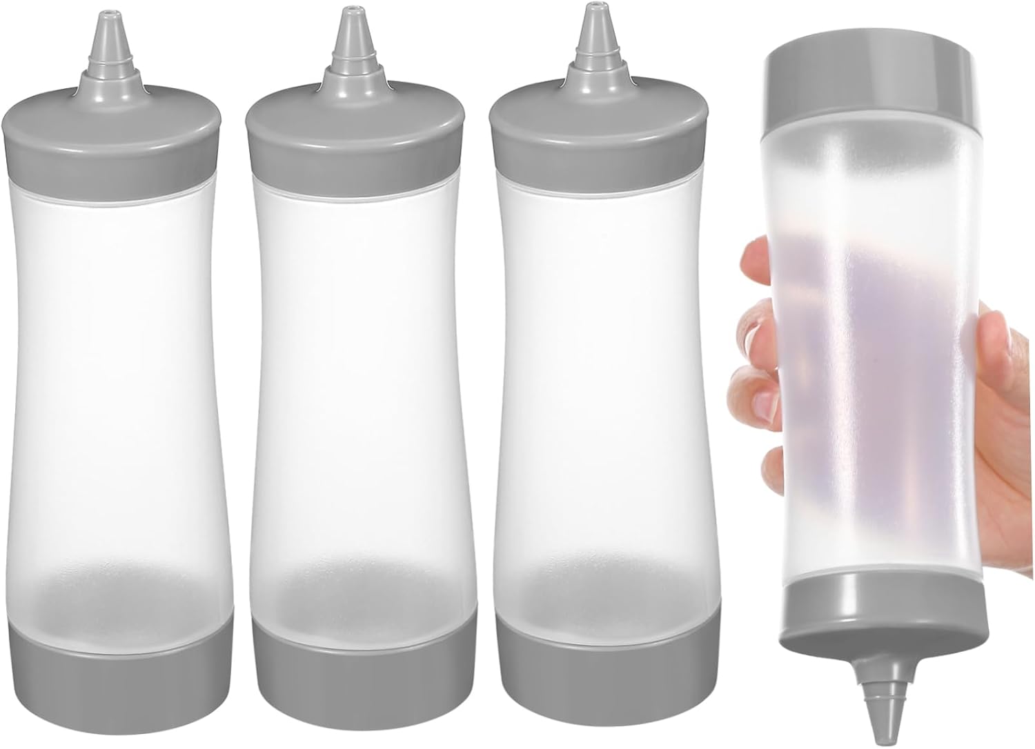 FELTECHELECTR Reusable Plastic Condiment Squeeze Bottle Grey