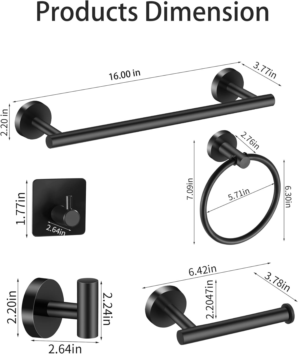 Complete Bathroom Organization in Matte Black Set