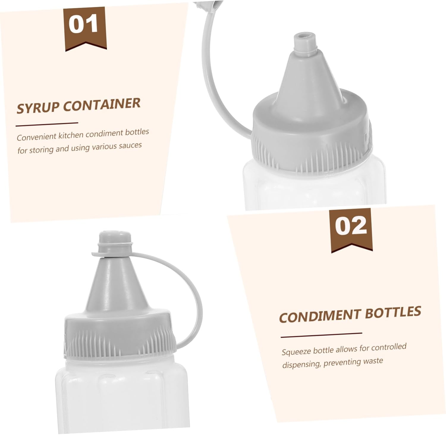Luxshiny Kitchen Squeeze Dispenser - Reusable Condiment Squeeze Bottles