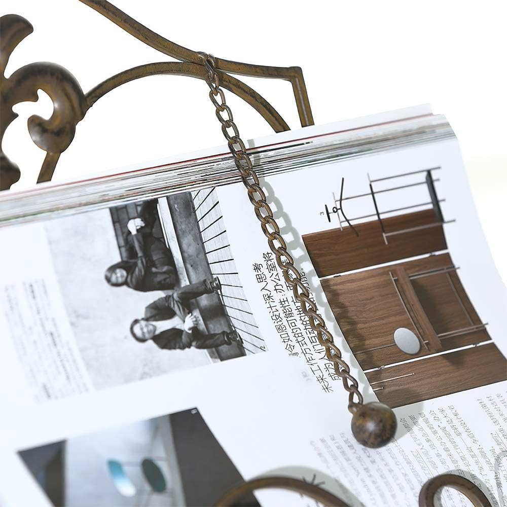Elegant xF2F2 Metal Fleur De Lis Cookbook Holder Antique Brown