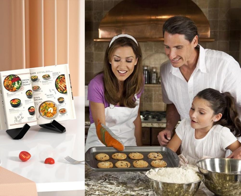 Rumcnjen Cookbook Stand - Black Wooden Recipe Holder