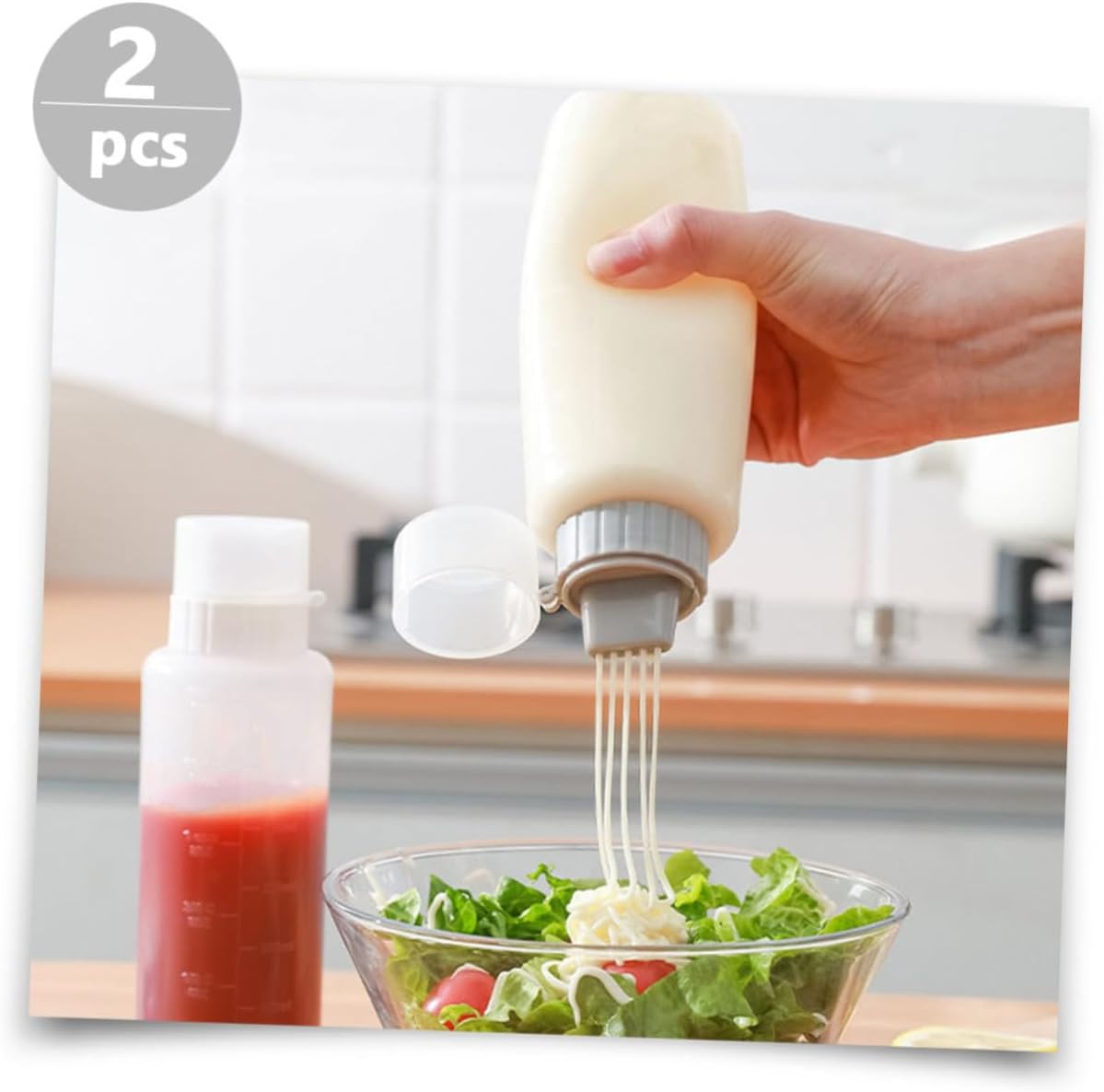 Pair of Squeeze Condiment Bottles - Ketchup Mustard Honey More