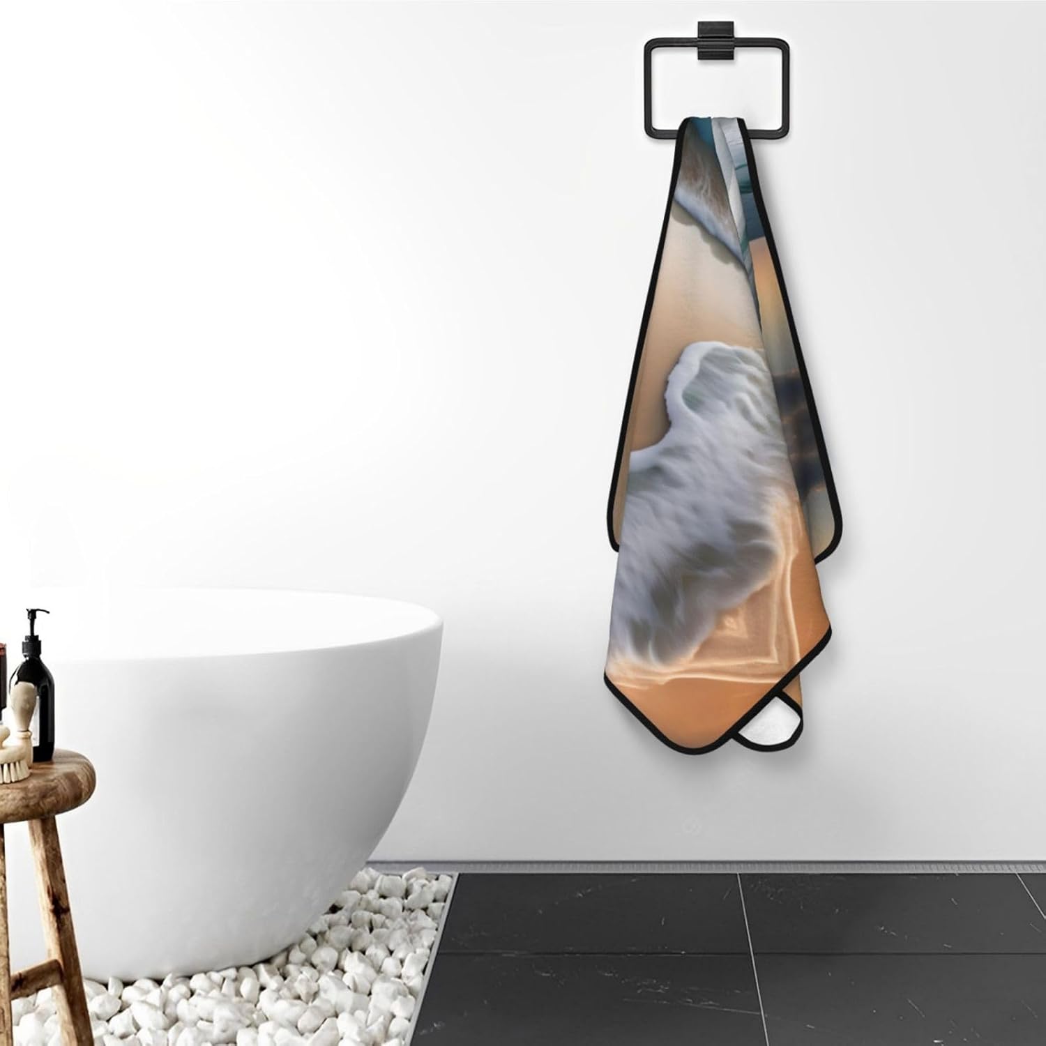 Sunset Over The Waves Coral Velvet Towel 27x55 In