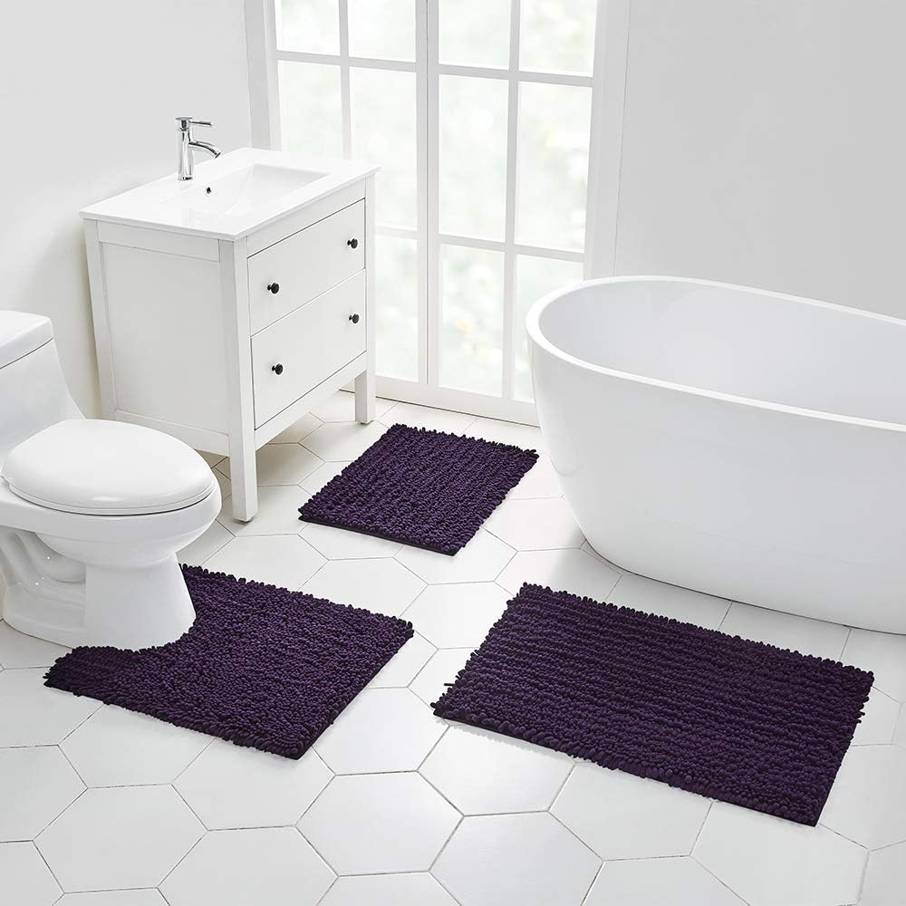 High-Quality Chenille Bathroom Rug for Showers Durable Soft Machine Washable