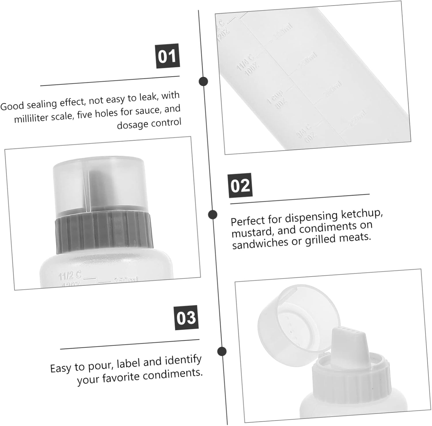 Premium Condiment Squeeze Bottles Set of 8
