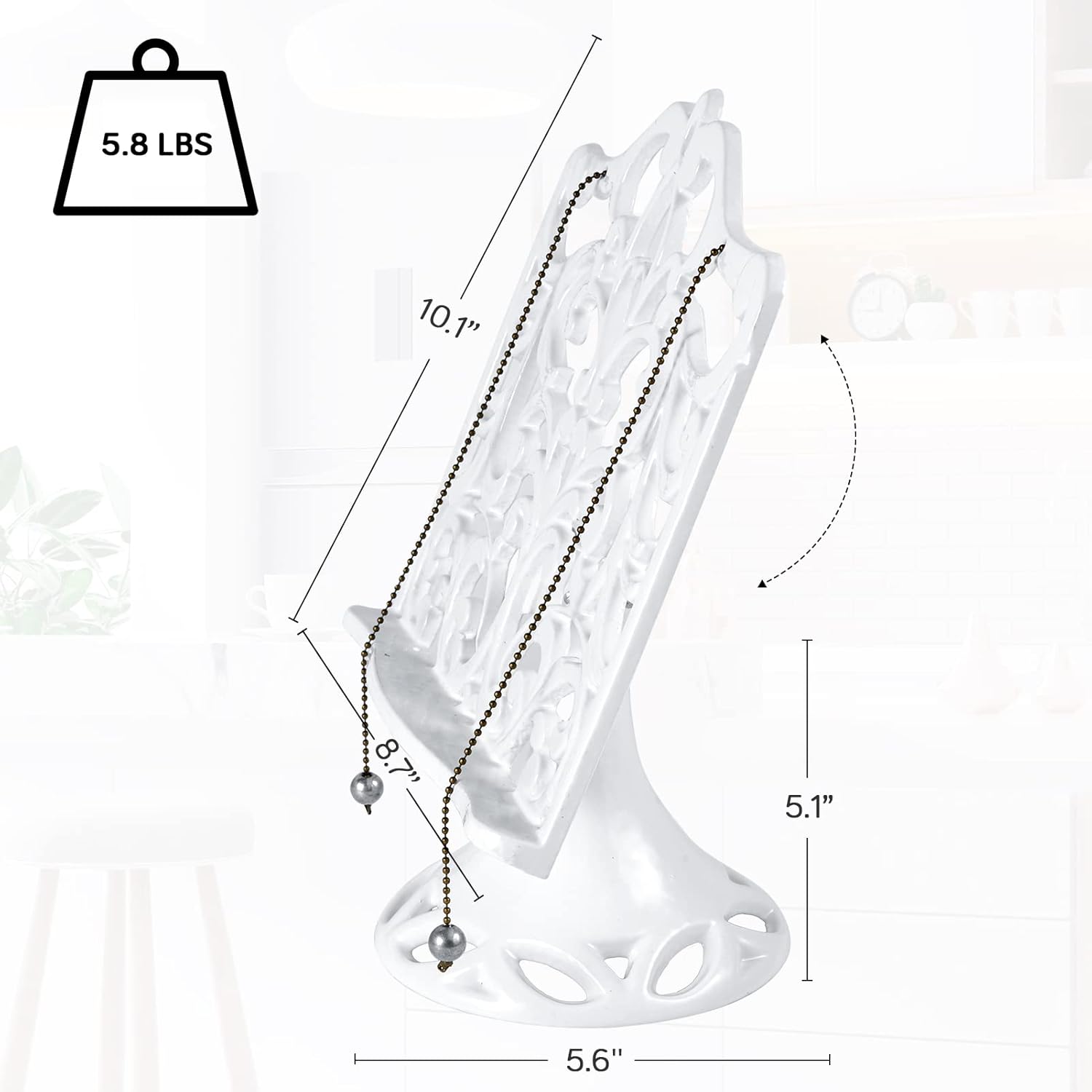 Adjustable Metal Cookbook Stand White