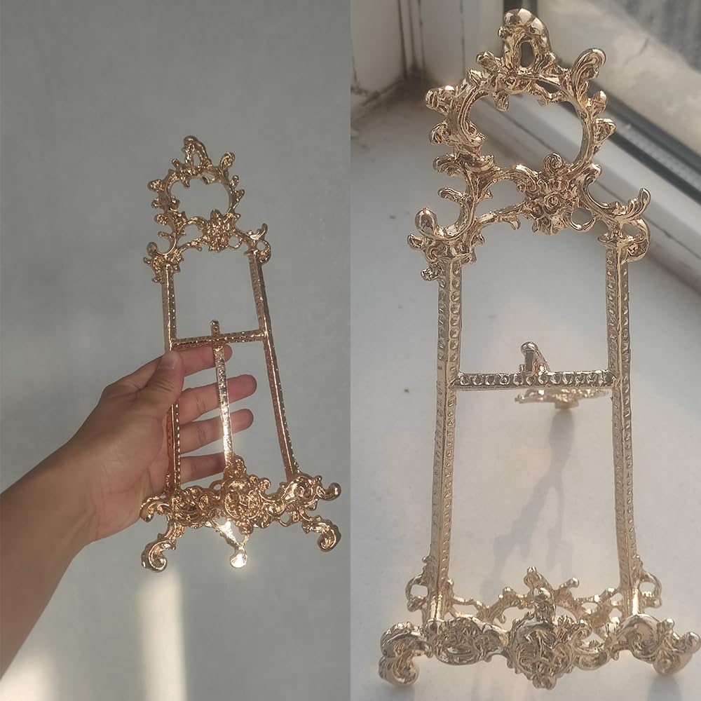 ZHXJXJ Antique Metal Cookbook Stand with Gold Finish