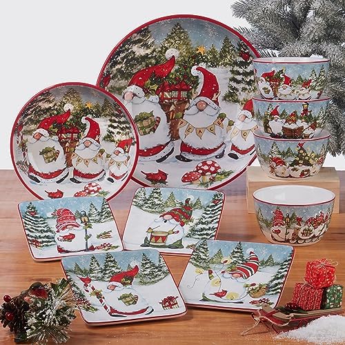 Glowing Christmas Gnomes Dinner Plate Set