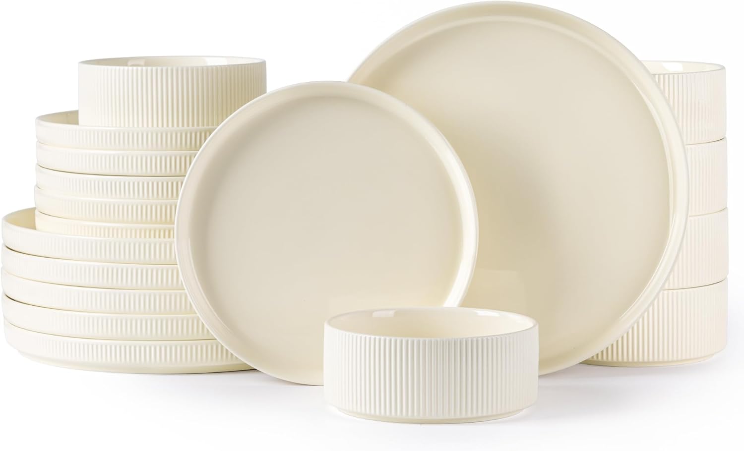 Stylish Ceramic Dinnerware Set for 6 - Double Glazed Safe and Scratch-Resistant
