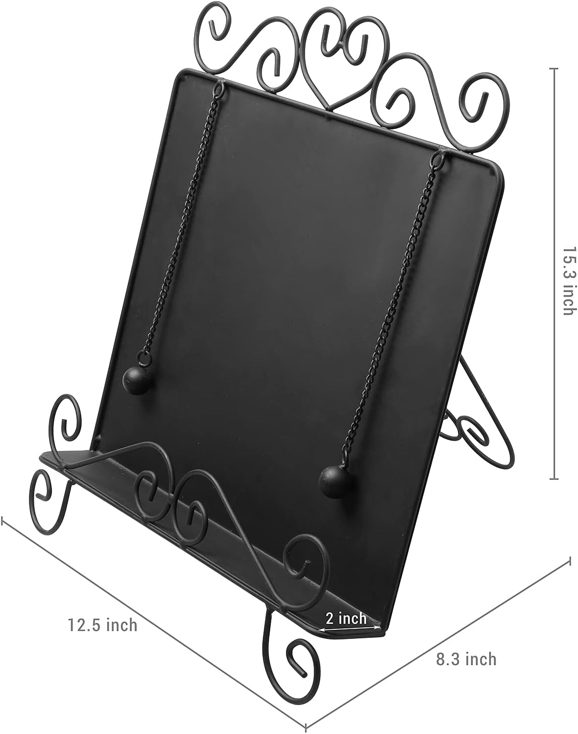 MyGift Black Metal Kitchen Cookbook Stand