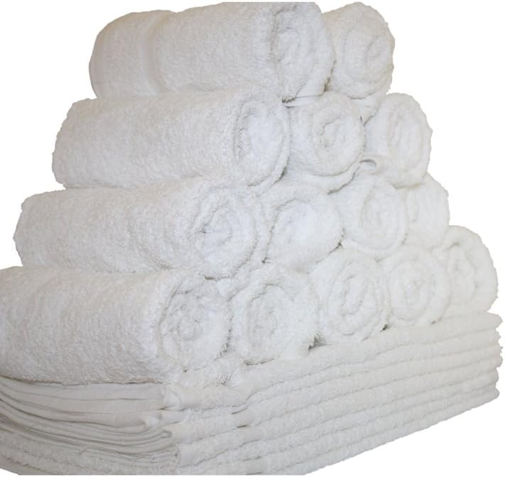 Economy White Washcloths 12x12 Inches Bulk Pack 24 Set