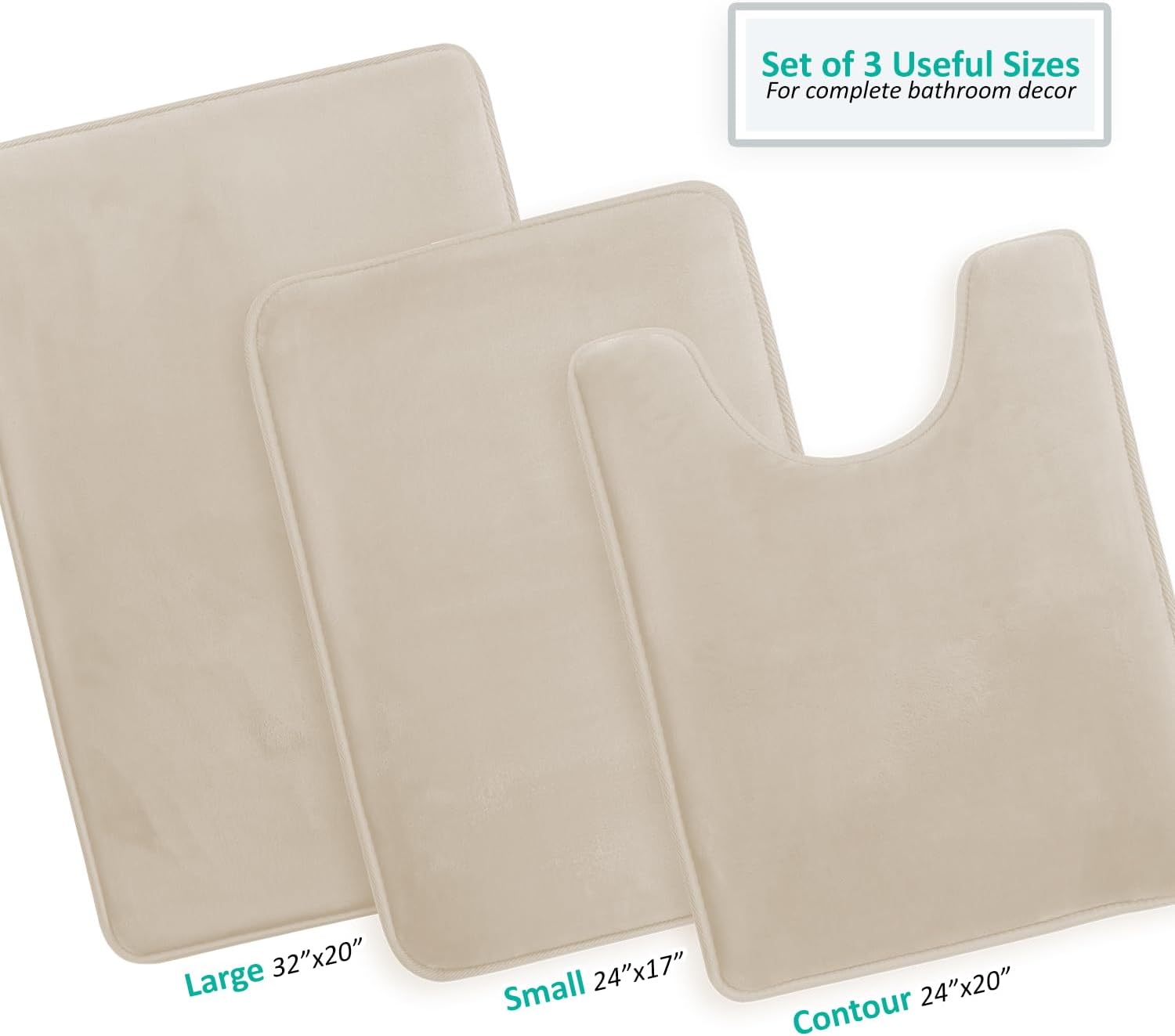 Clara Clark 3-Piece Bath Rugs Set for the Bathroom