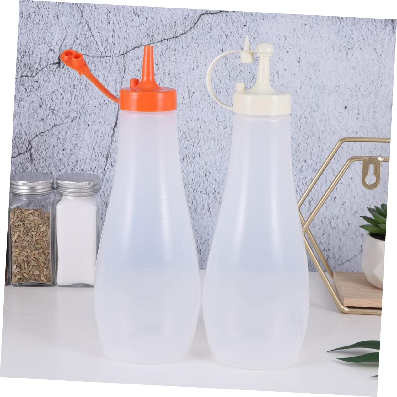 Cabilock 3-Pack Salad Dressing Squeeze Bottles Orange Kitchen Essentials