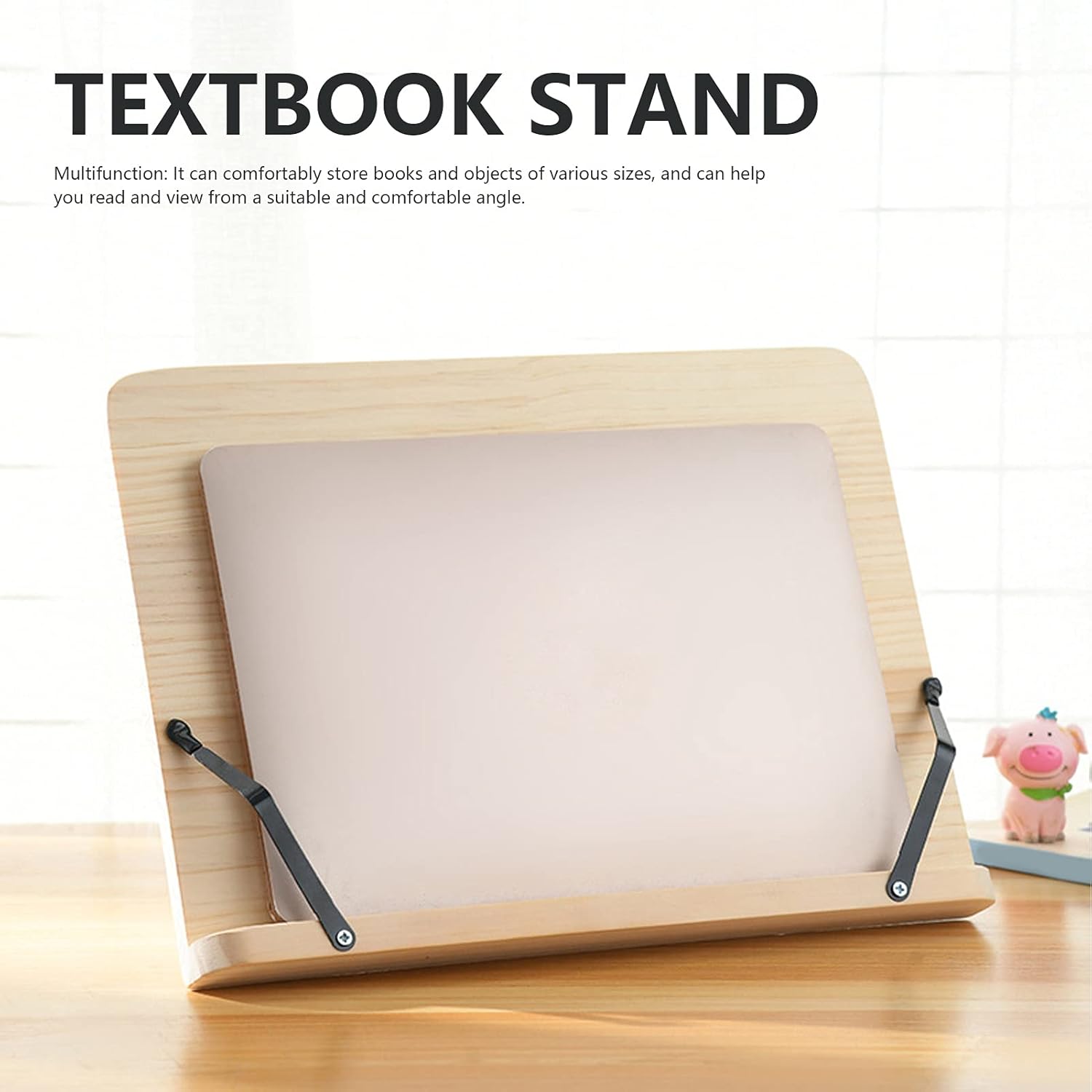 Adjustable Wood Book Stand for Tablets Cookbooks and More