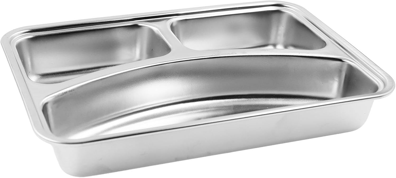 Durable stainless steel divided plates for separating and storing food