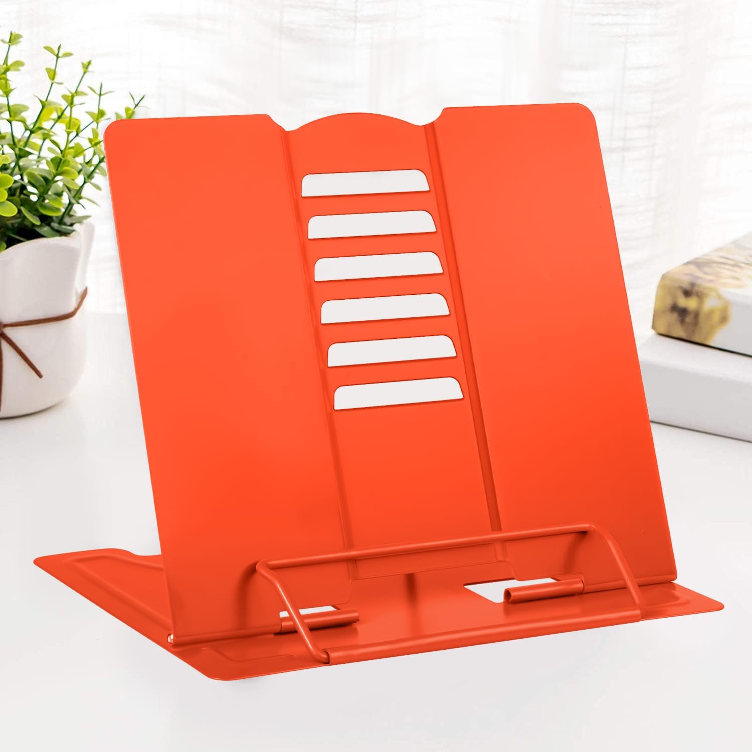 Adjustable Foldable Ergonomic Desk Book Stand for Portable Reading Orange