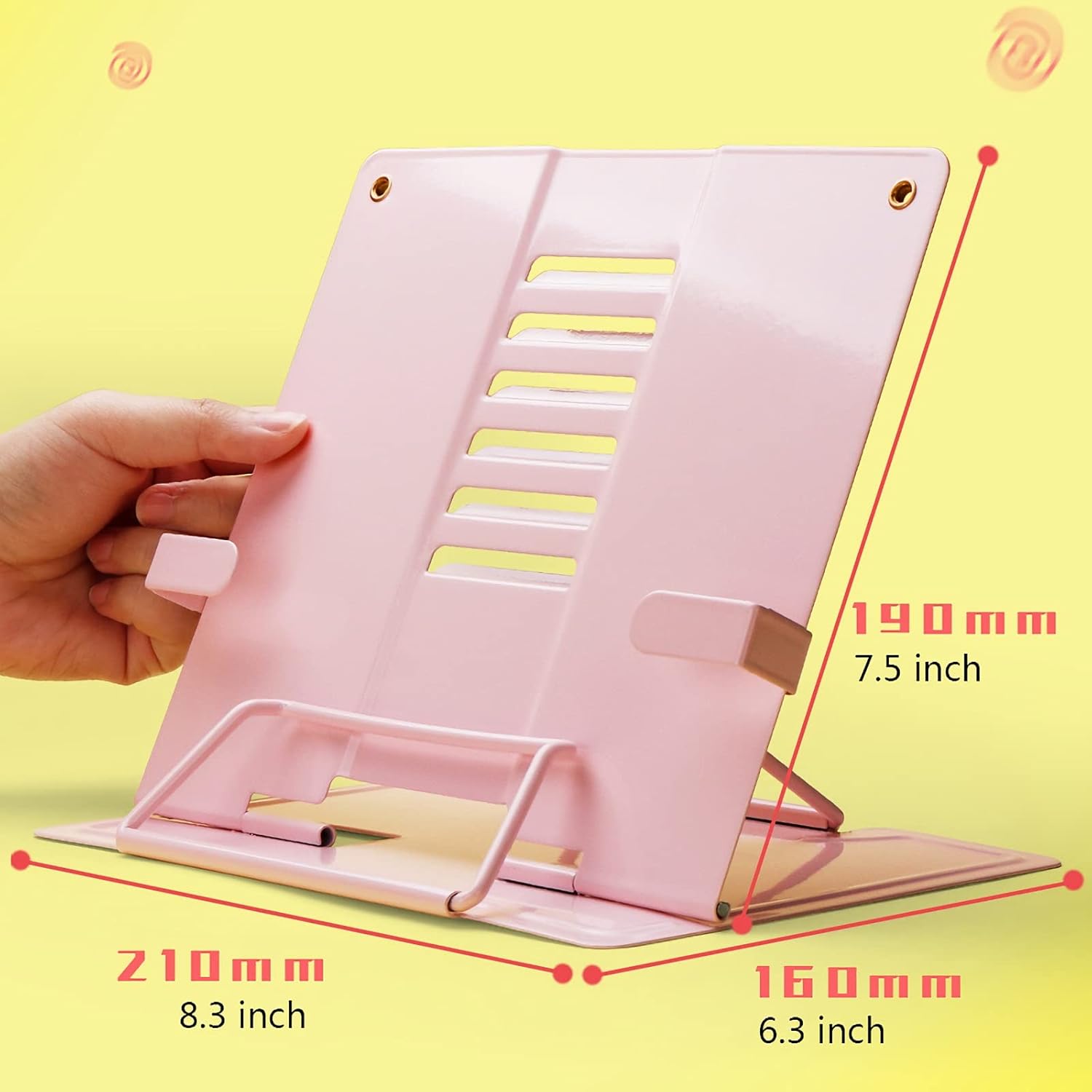 FOLDABLE Portable Metal Book Stand for Reading Writing Traveling - Pink