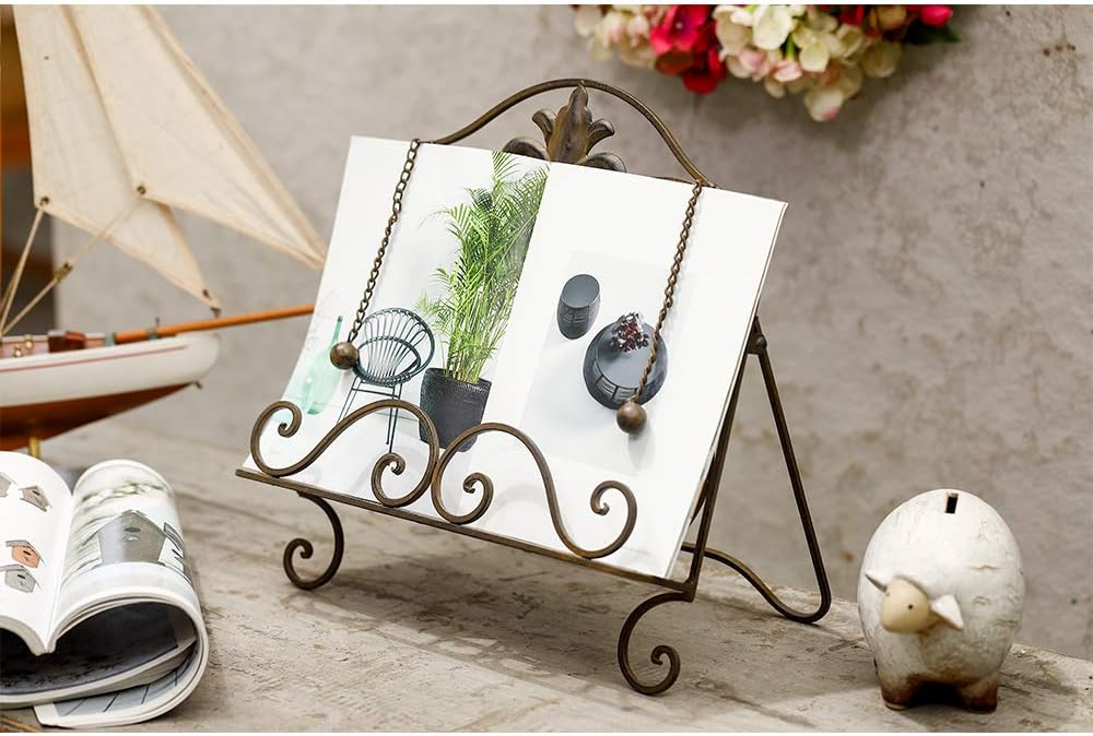 Elegant xF2F2 Metal Fleur De Lis Cookbook Holder Antique Brown