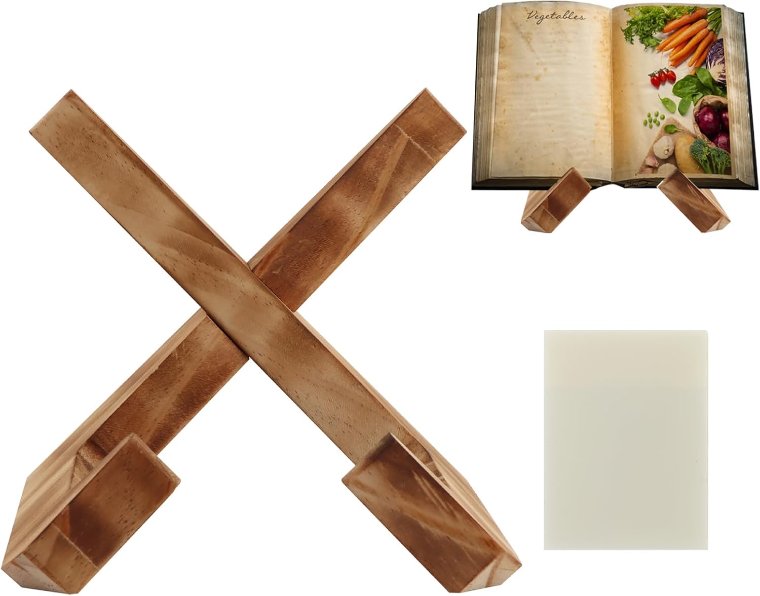 Wooden Cookbook Stand with Farmhouse Style