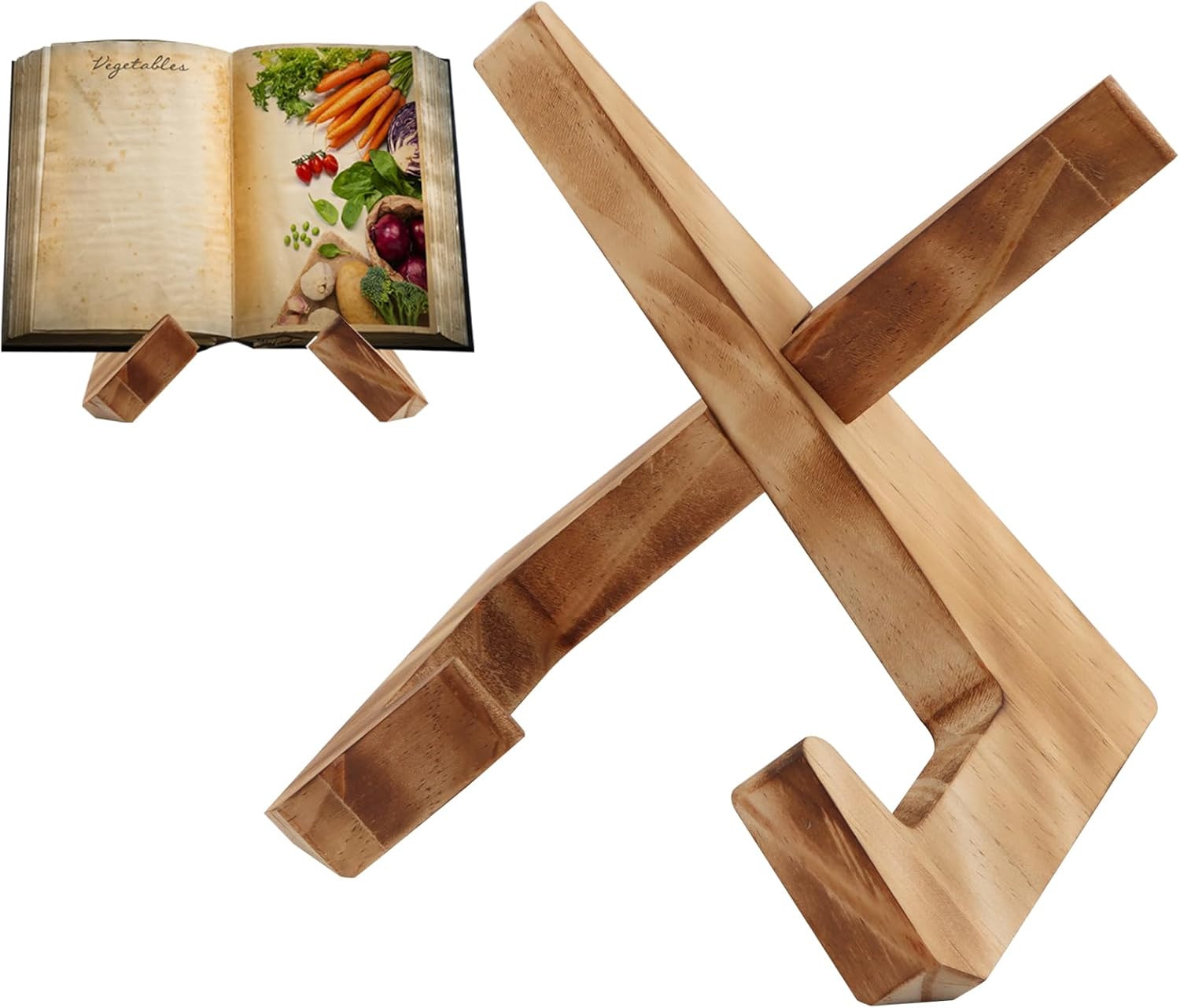 Wooden Cookbook Stand with Farmhouse Style