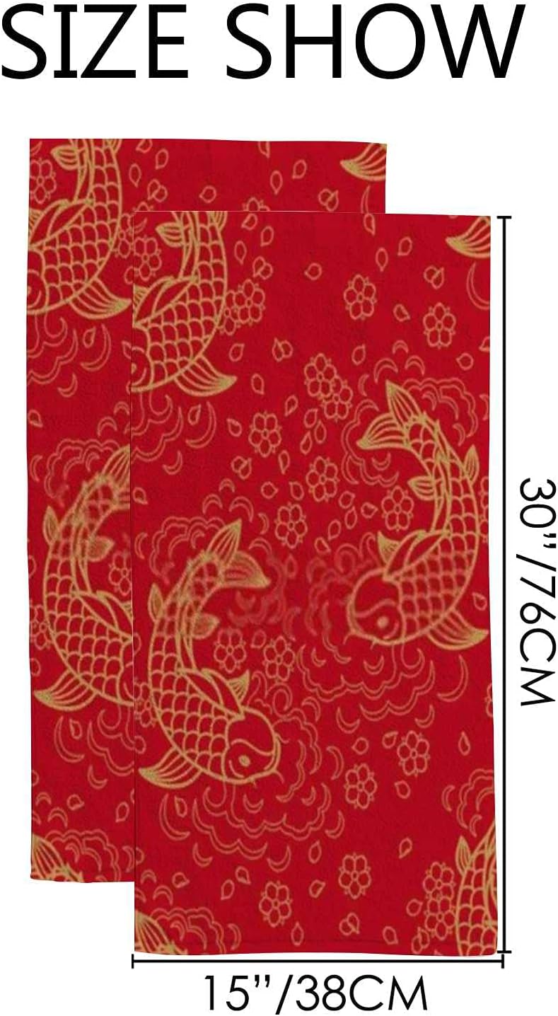 Rashu Ultra Soft bath towel set with Koi Fish pattern 30x15in
